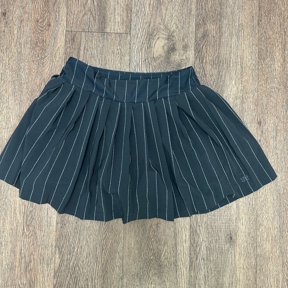 Black pinstripe tennis skirt